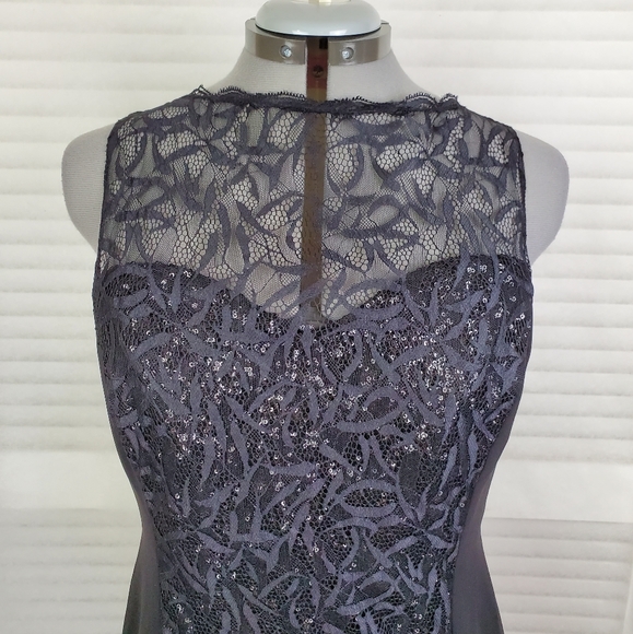 LAST CHANCE Badgley Mischka Collection sequin lace cocktail dress 14 - Picture 6 of 12